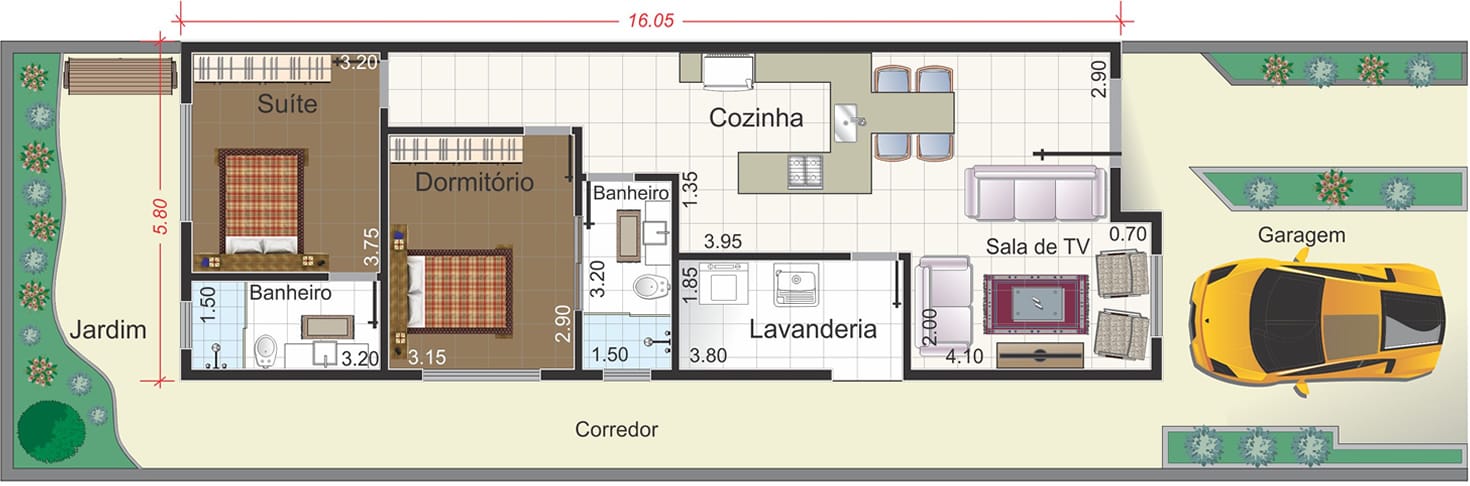 Modern house plan7x25