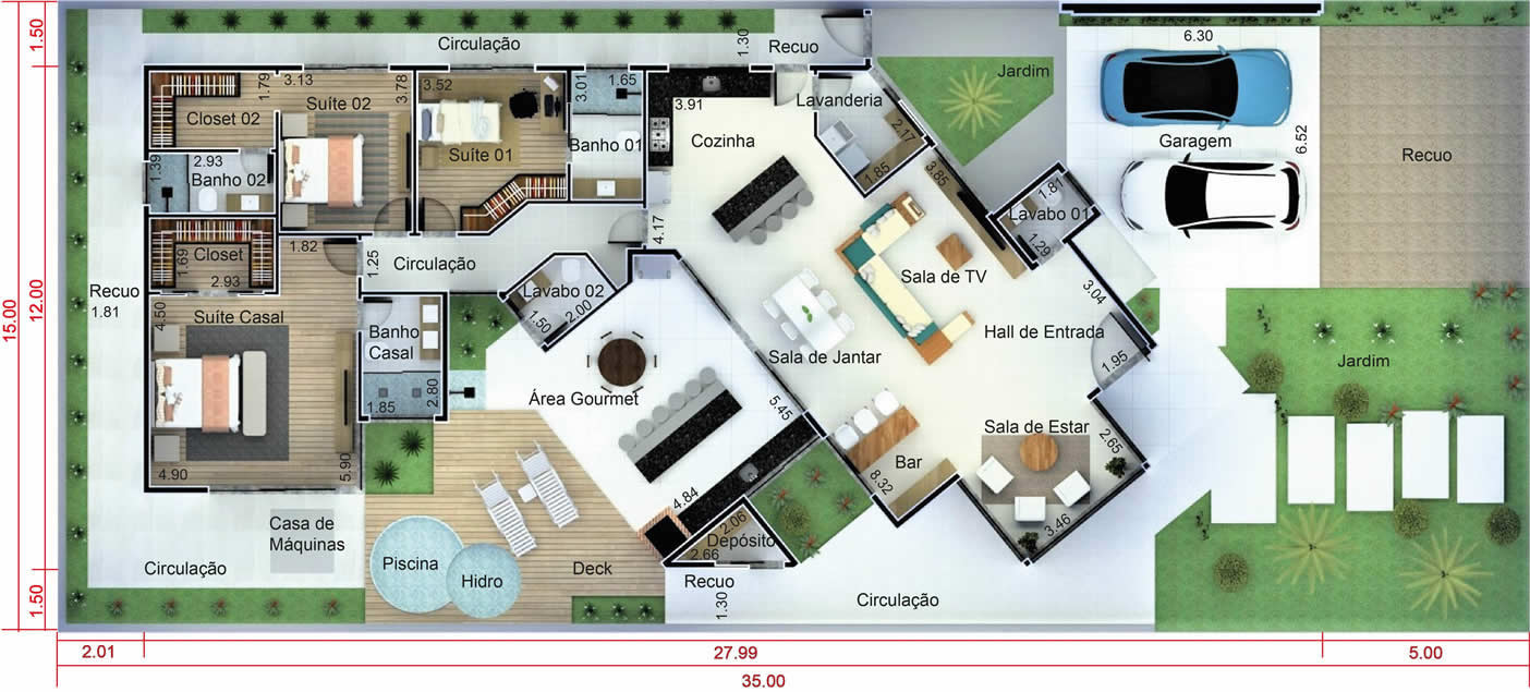 High standard single storey house project15x35