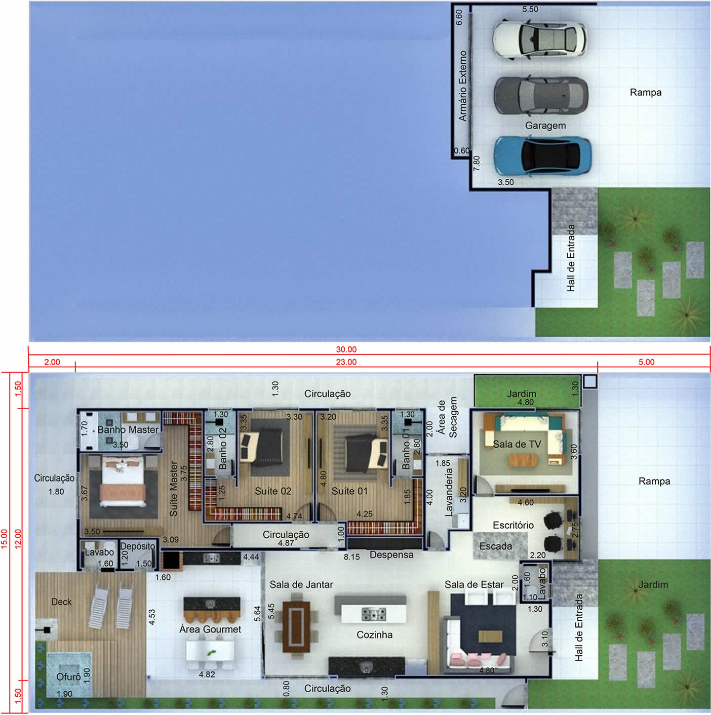 Floor plan with underground garage15x30