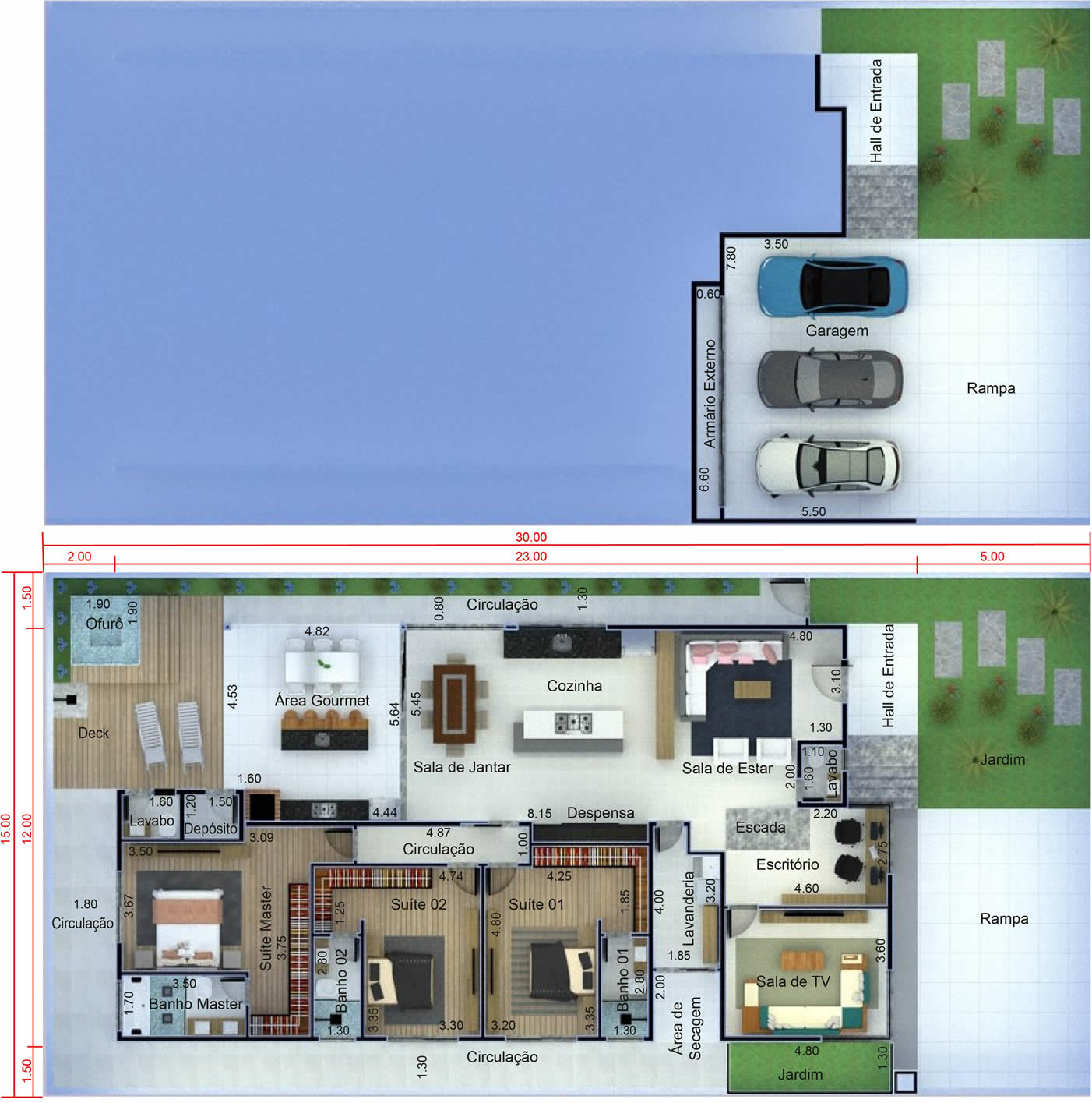 Floor plan with underground garage15x30