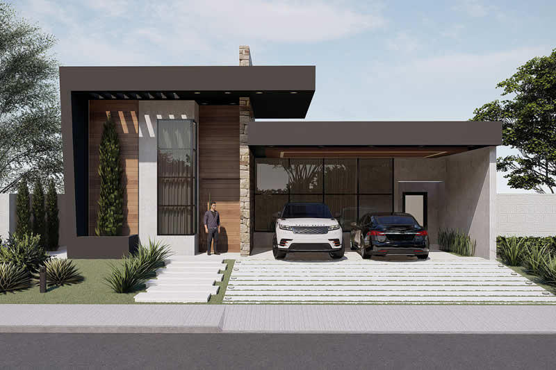 Project of one storey house with 3 suites