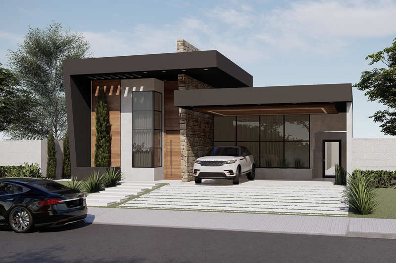 Project of one storey house with 3 suites