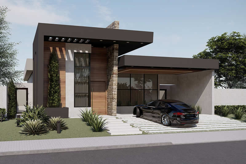 Project of one storey house with 3 suites