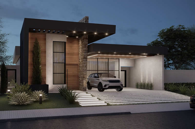 Project of one storey house with 3 suites