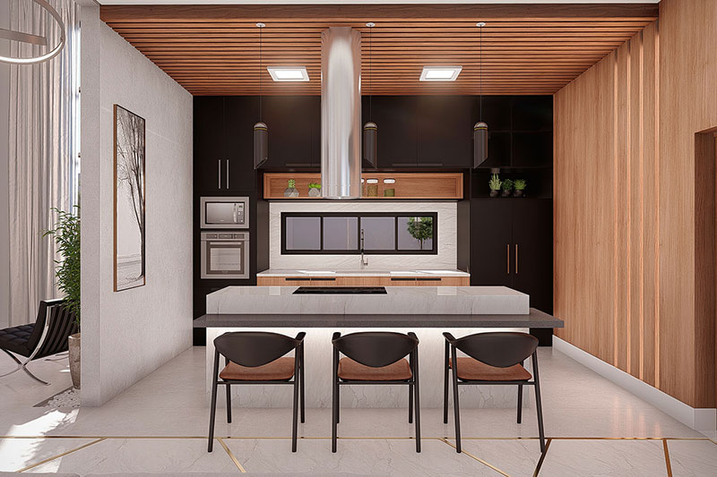 Project of one storey house with 3 suites