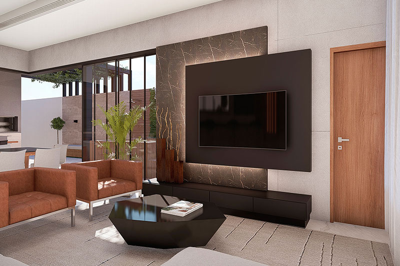Project of one storey house with 3 suites