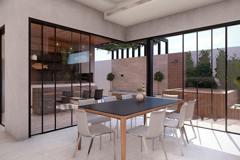 Project of one storey house with 3 suites