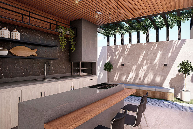 Project of one storey house with 3 suites
