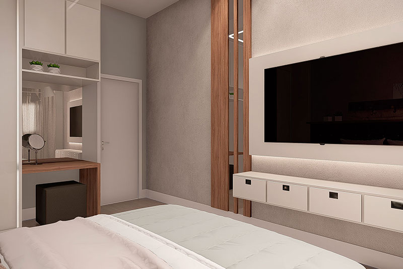 Project of one storey house with 3 suites