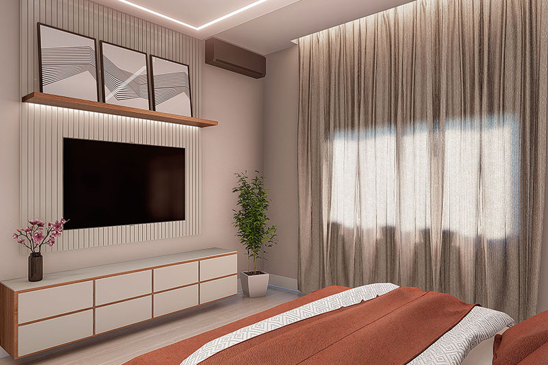 Project of one storey house with 3 suites