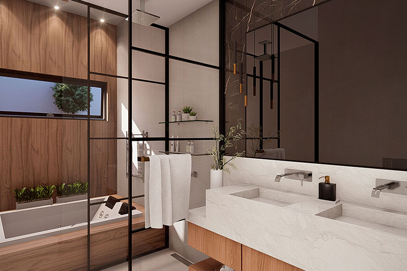 Project of one storey house with 3 suites