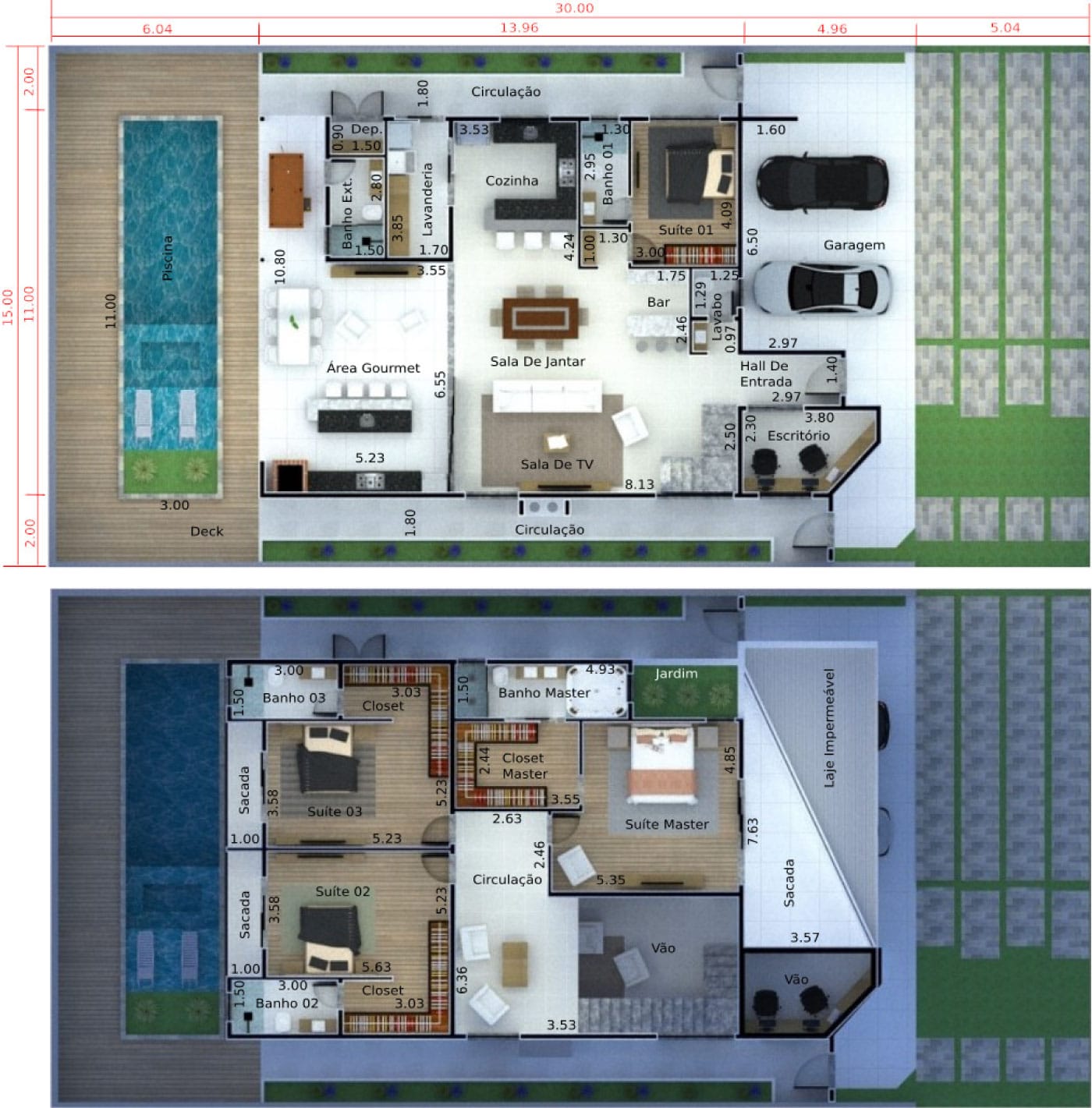 Contemporary townhouse plant15x30