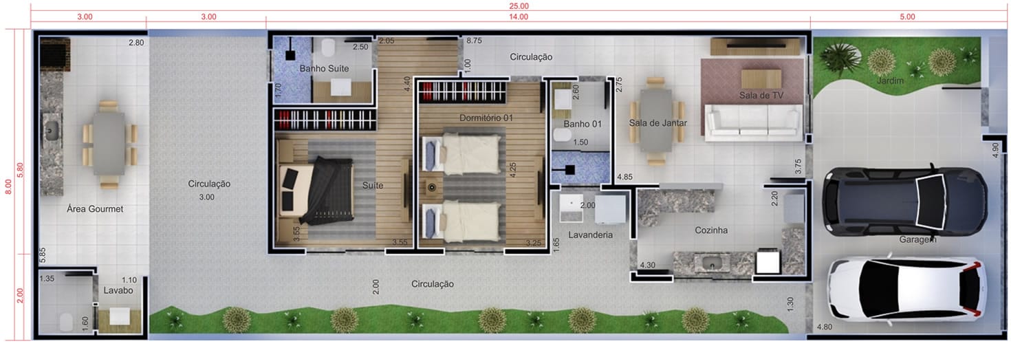 Economical house plan8x25