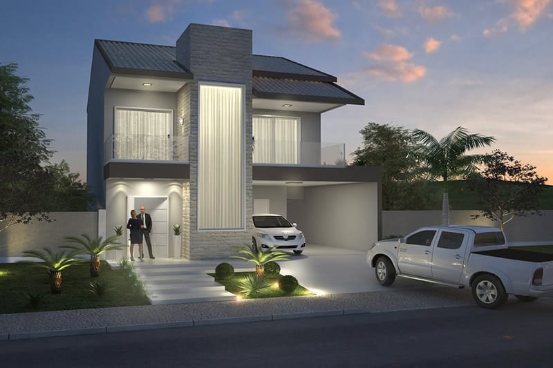 House plan with two waters roof
