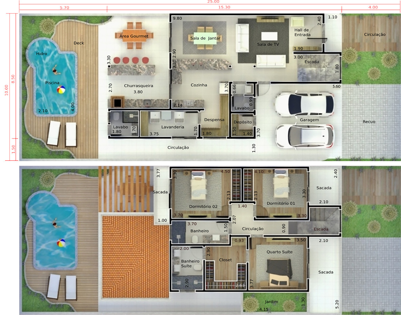 House plan with two waters roof10x25