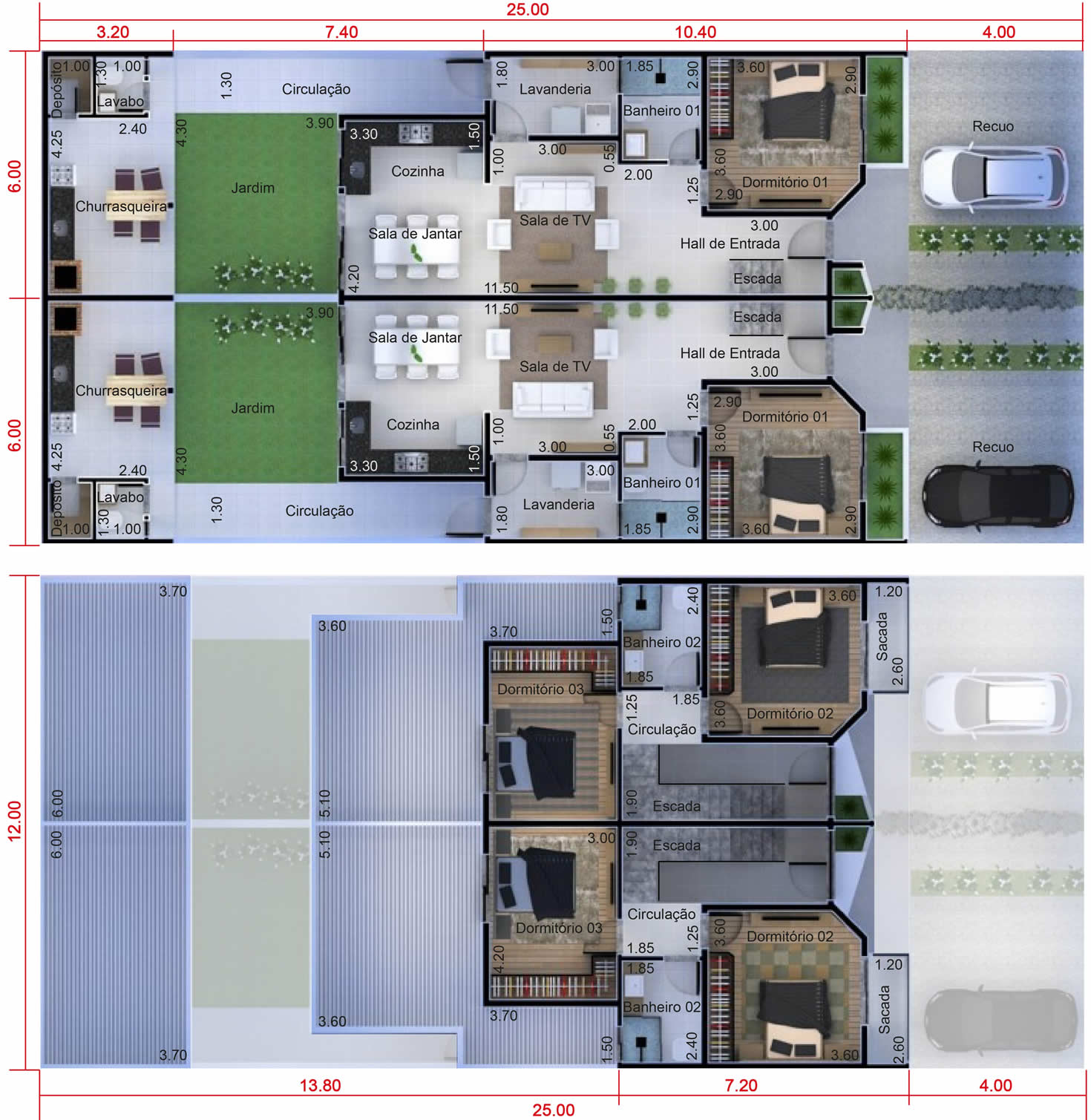 3 bedroom townhouse floor plan12x25