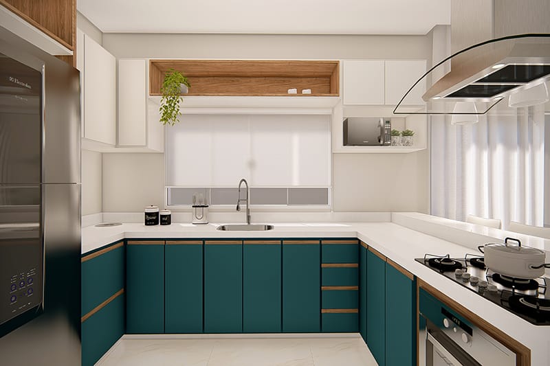 Houseplant with kitchen in the background