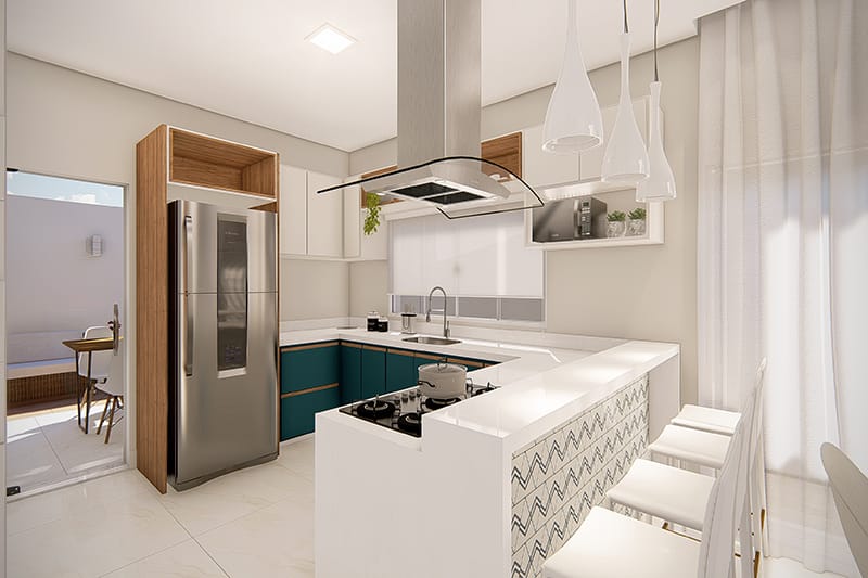 Houseplant with kitchen in the background