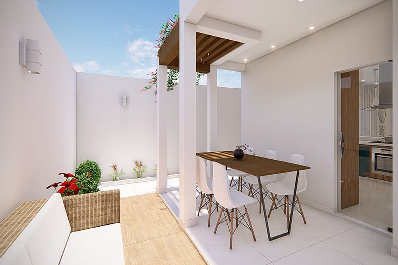 Houseplant with kitchen in the background