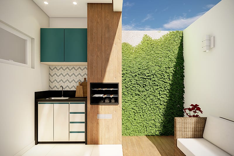 Houseplant with kitchen in the background