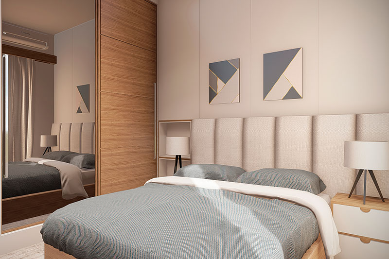 Floor plan with 2 bedrooms and 1 suite