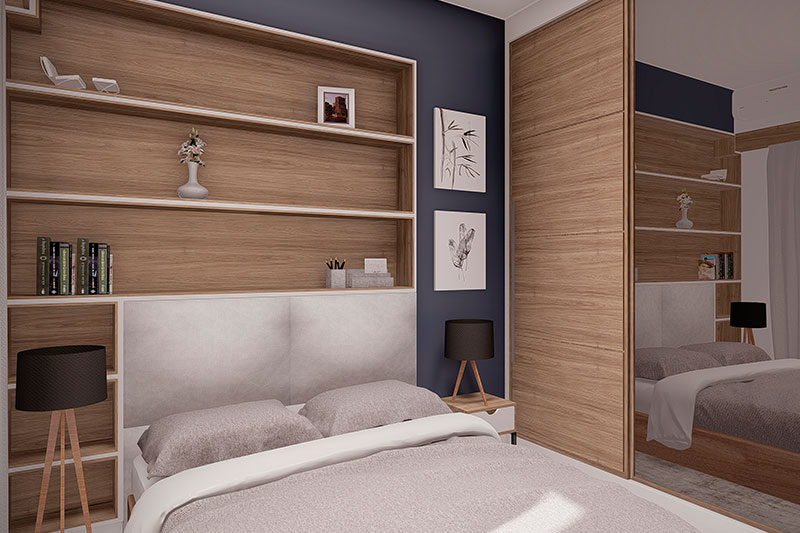 Floor plan with 2 bedrooms and 1 suite