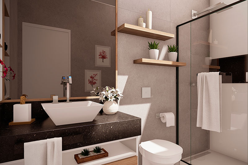 Floor plan with 2 bedrooms and 1 suite