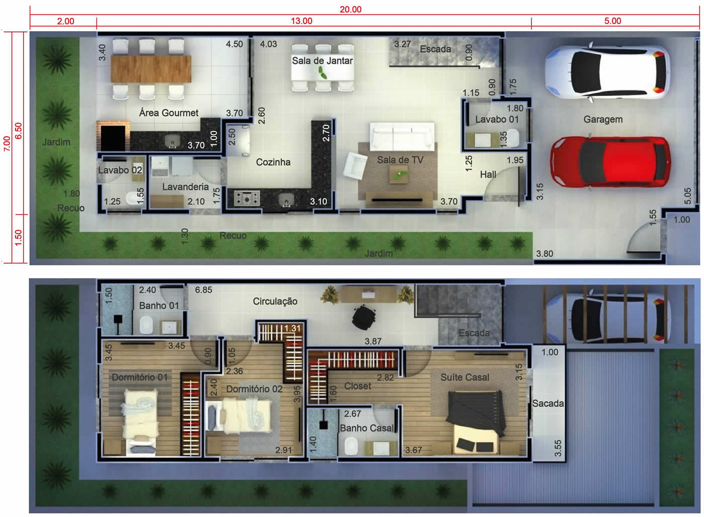 Floor plan for land of 7x207x20