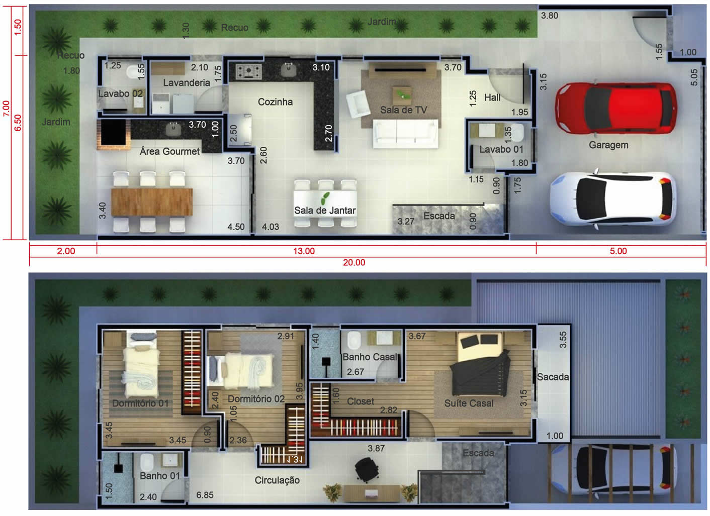 Floor plan for land of 7x207x20