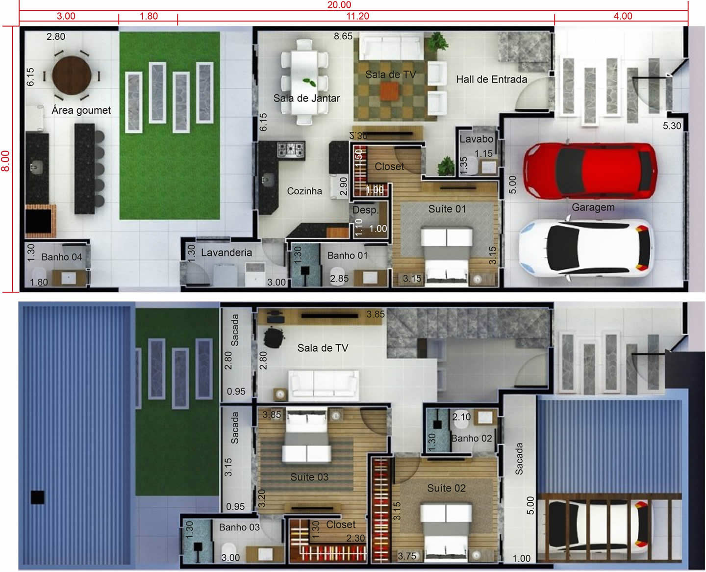 Floor plan with gourmet balcony8x20
