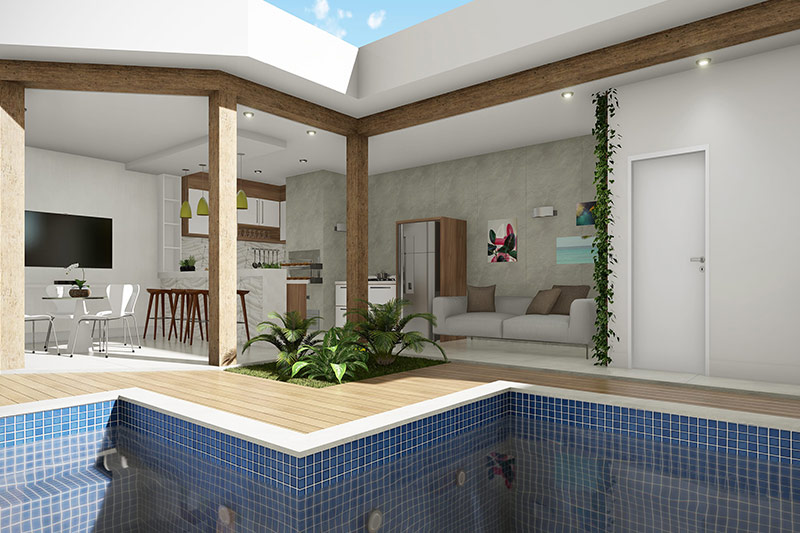 Single storey house plan with building plot