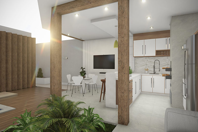 Single storey house plan with building plot