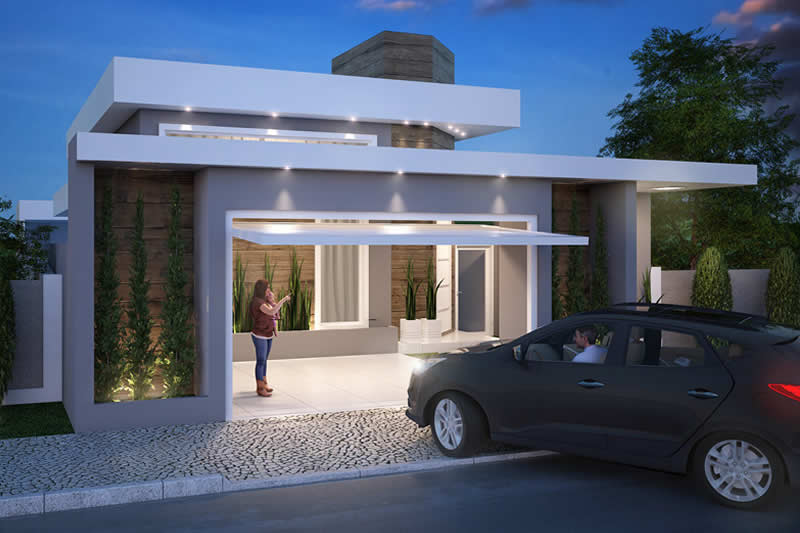 Single storey house plan with building plot