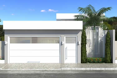 House plan with barbecue in front