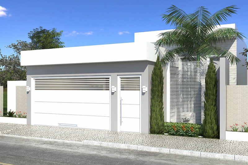 House plan with barbecue in front