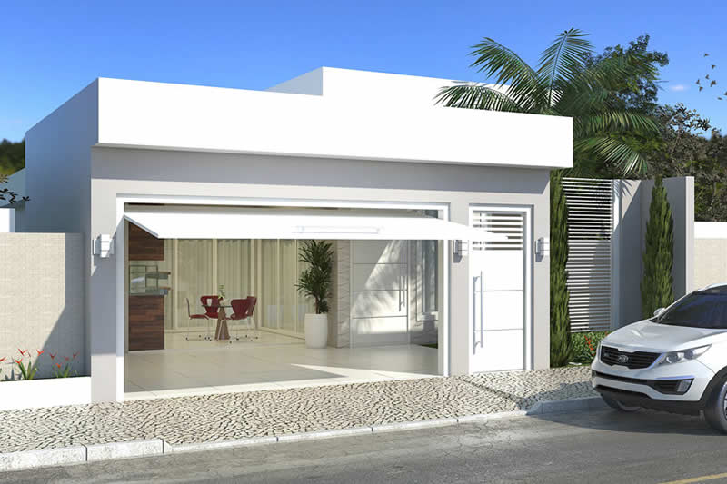 House plan with barbecue in front