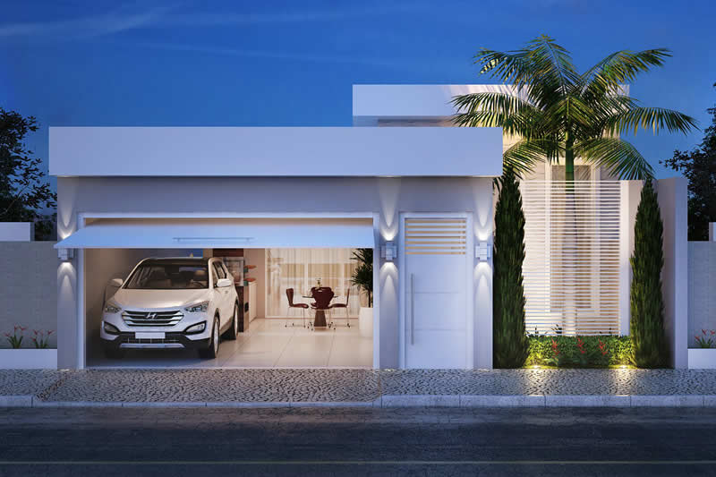 House plan with barbecue in front