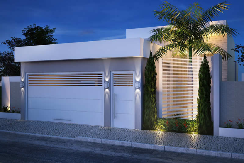 House plan with barbecue in front