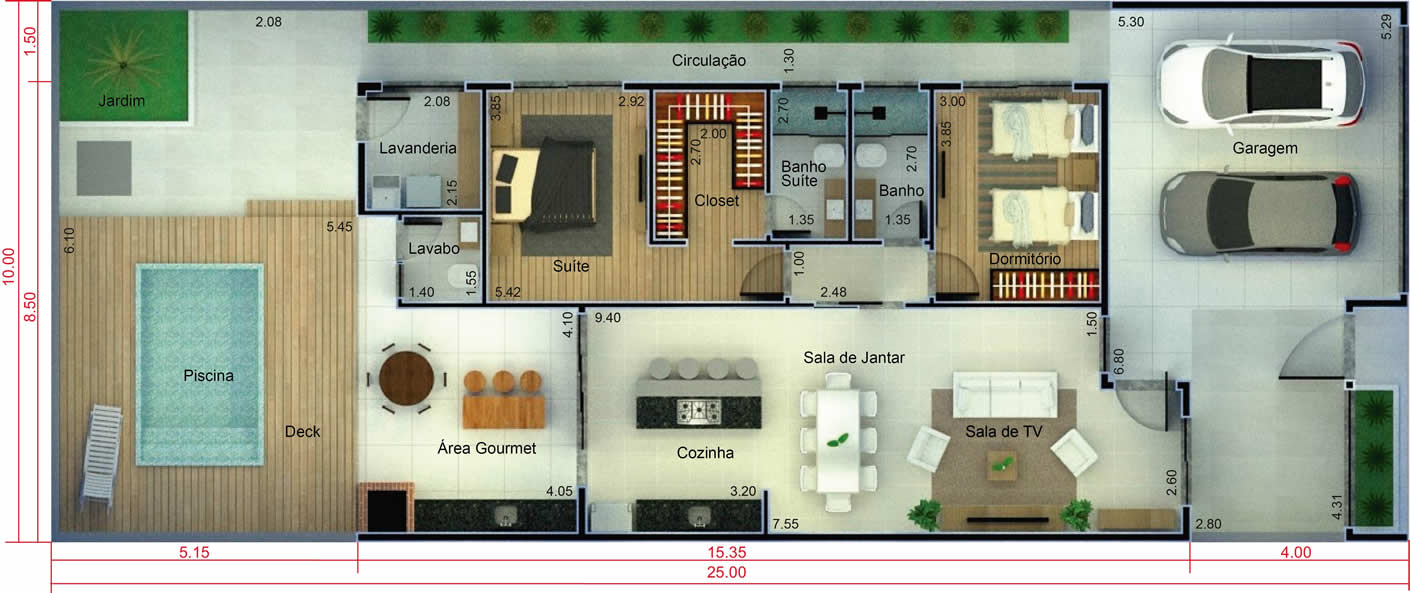 Ground floor house with 1 suite10x25