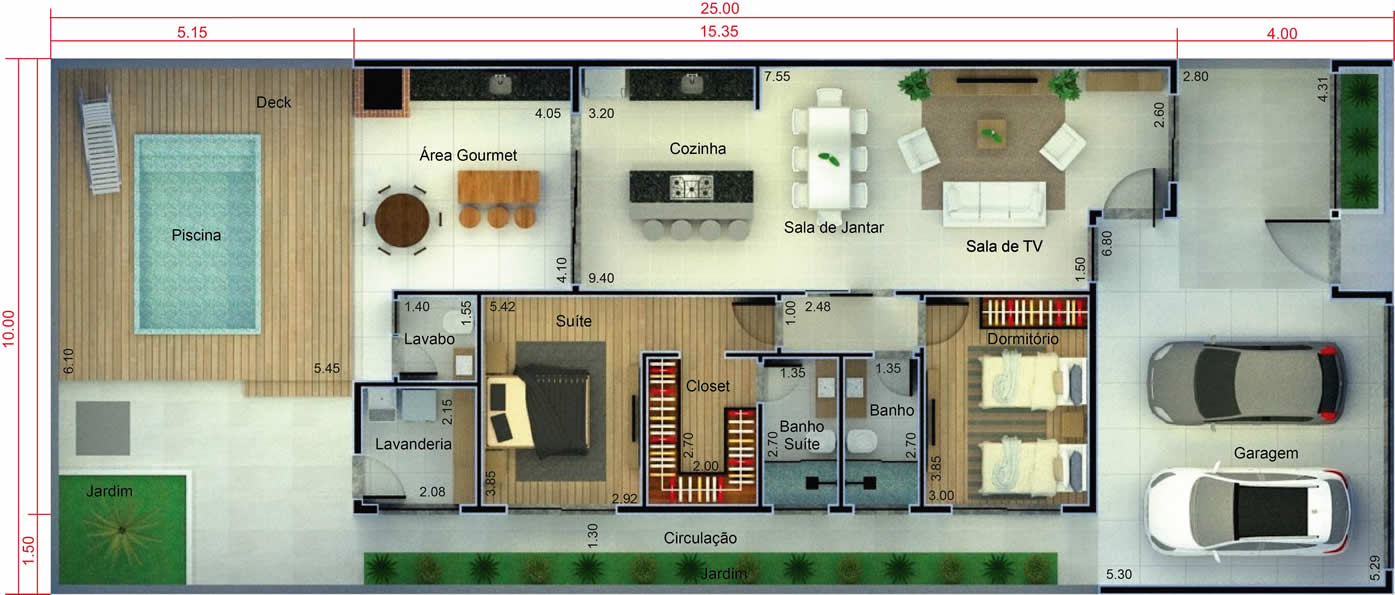 Ground floor house with 1 suite10x25