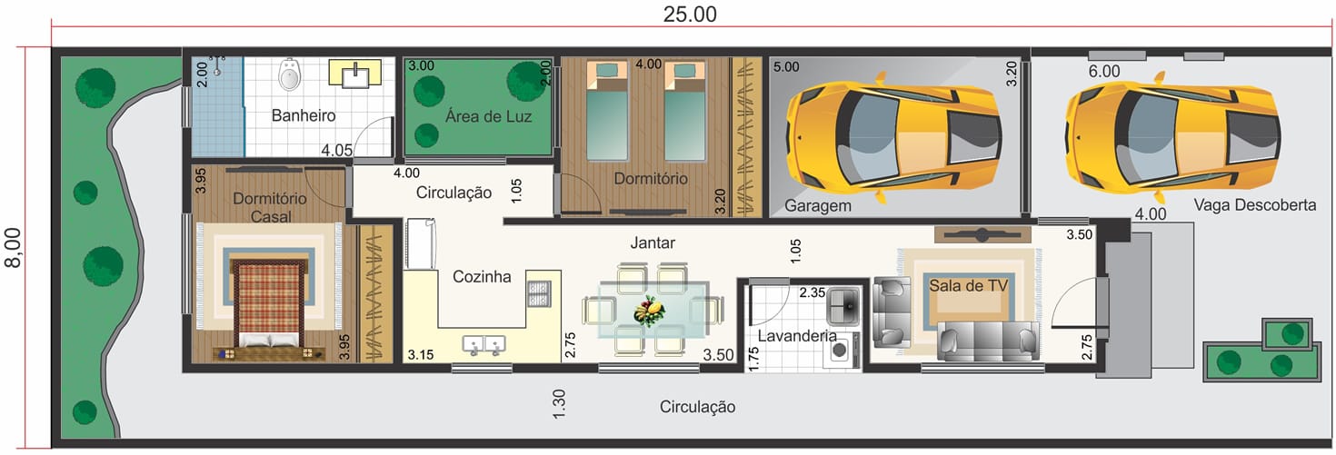 Ground floor house with 2 bedrooms8x25