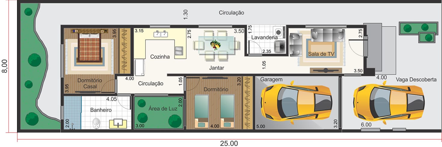 Ground floor house with 2 bedrooms8x25