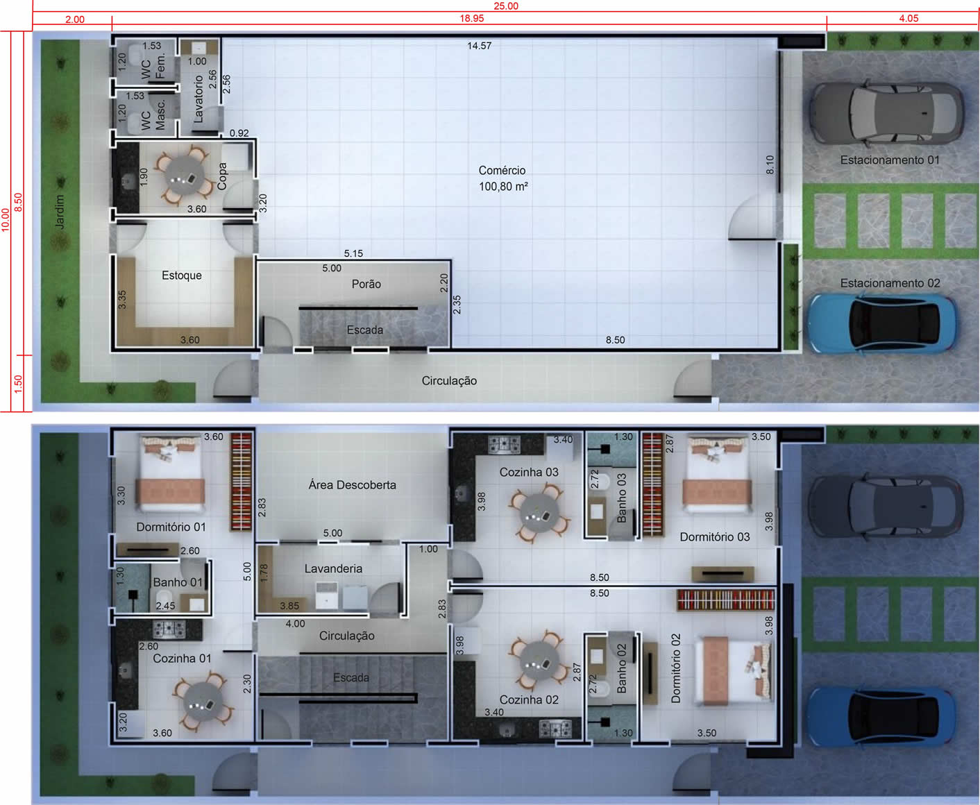 Commercial plant with store plus 3 kitnets10x25