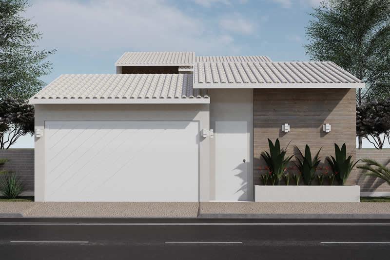 Floor plan with swimming pool in front