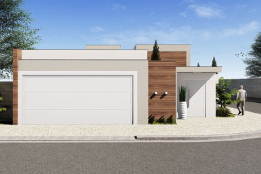 Corner house plan with gate and wall