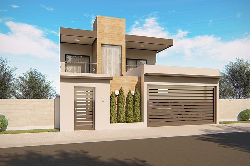 House floor plan with balcony in front