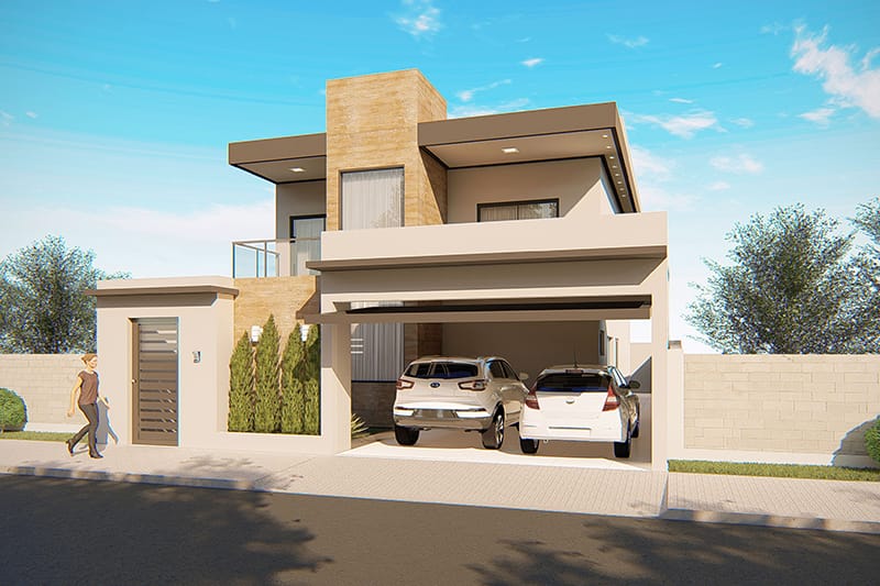 House floor plan with balcony in front