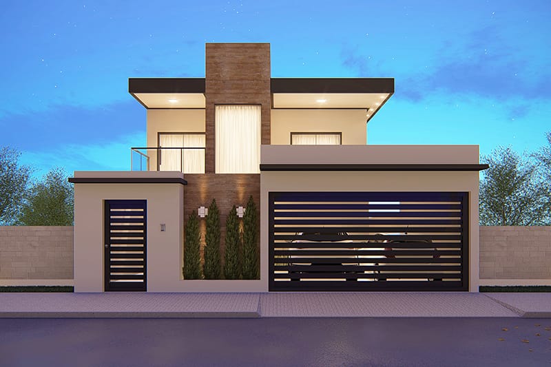 House floor plan with balcony in front