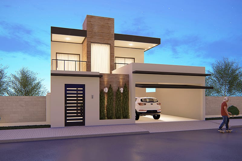 House floor plan with balcony in front