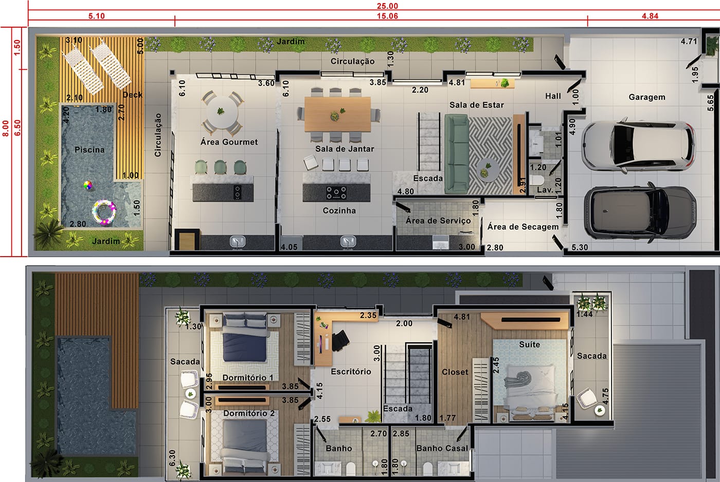 Floor plan with a clean facade8x25